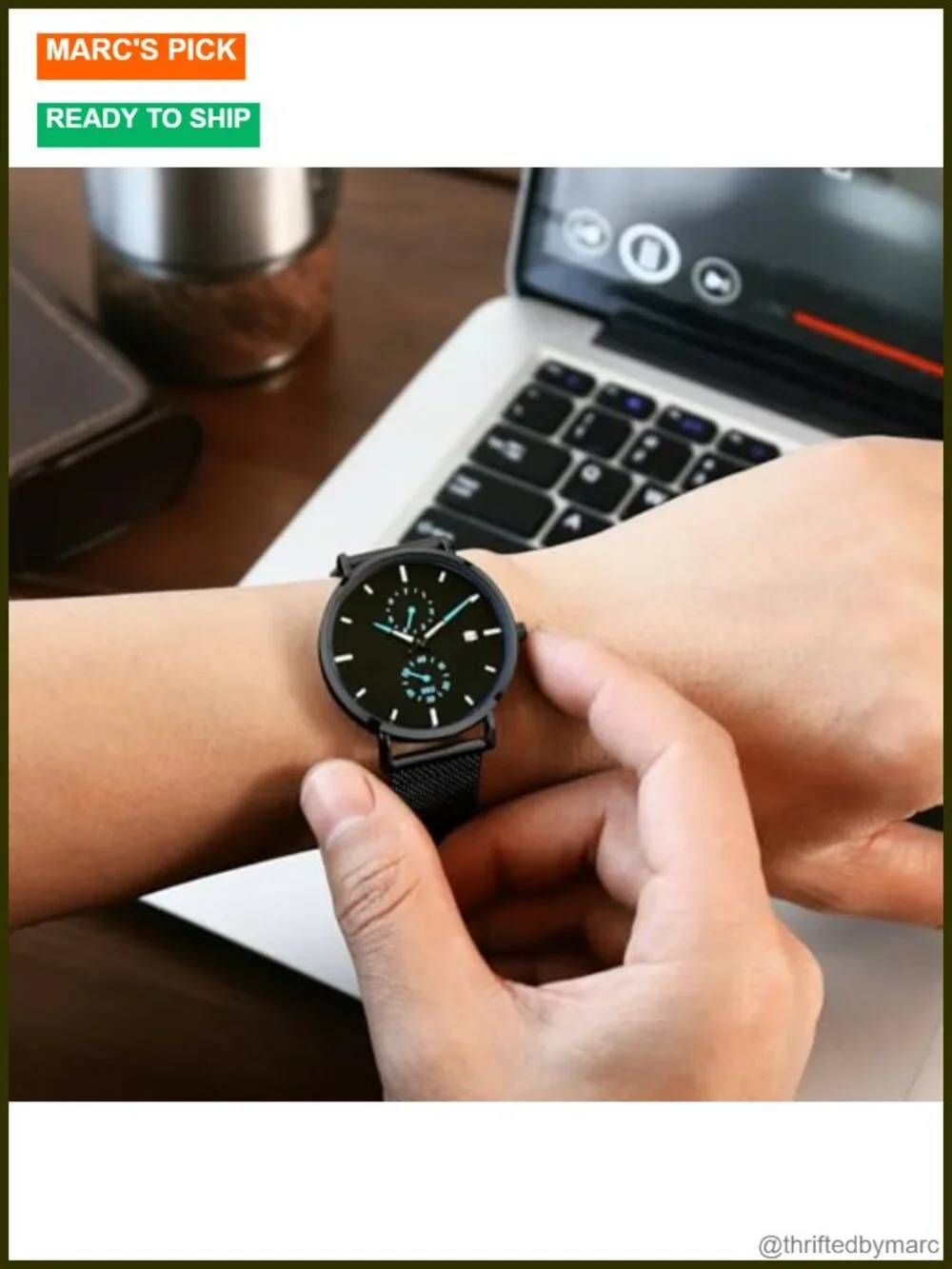 Sleek Minimalist Analog Quartz Waterproof Watch with Auto Date, Stainless Steel